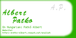 albert patko business card