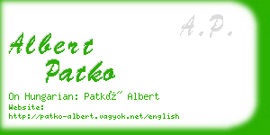 albert patko business card